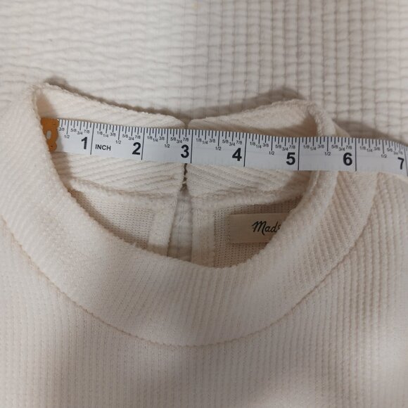 Madewell, Ivory, Weave Mix, Mock Neck, Bubble Sleeve Top, SZ Large, Style NC638 - Picture 13 of 16